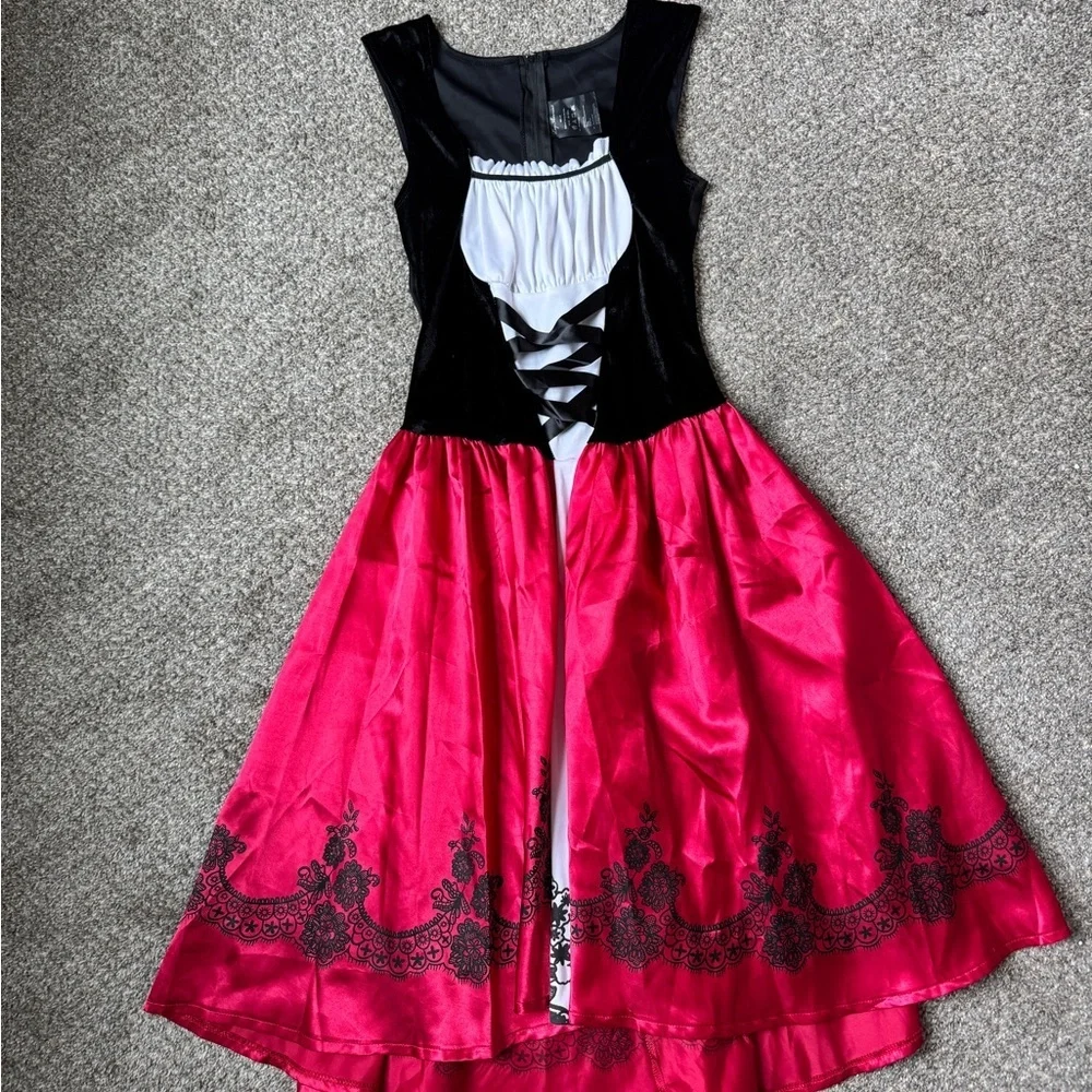Leg Avenue Black and Red Pirate / Milkmaid Costume Dress
